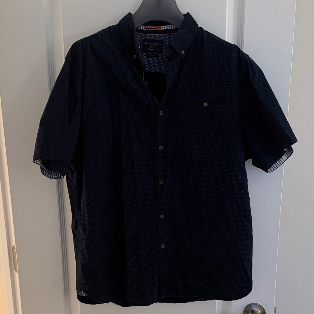 Denim & Flower Dark Blue Casual Button Down Shirt